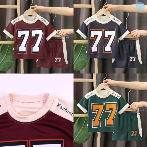 ชุดกีฬาเด็ก ลายเบอร์ 77 เท่ทุกมุม ใส่เล่น ใส่เที่ยวได้