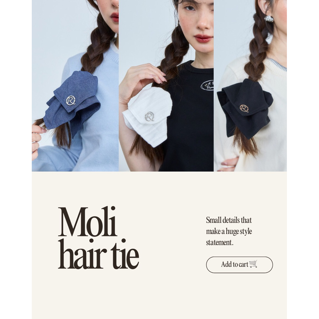 Realloose | Moli hair tie ยางรัดผม แต่งโลโก้ร้านสีเงิน