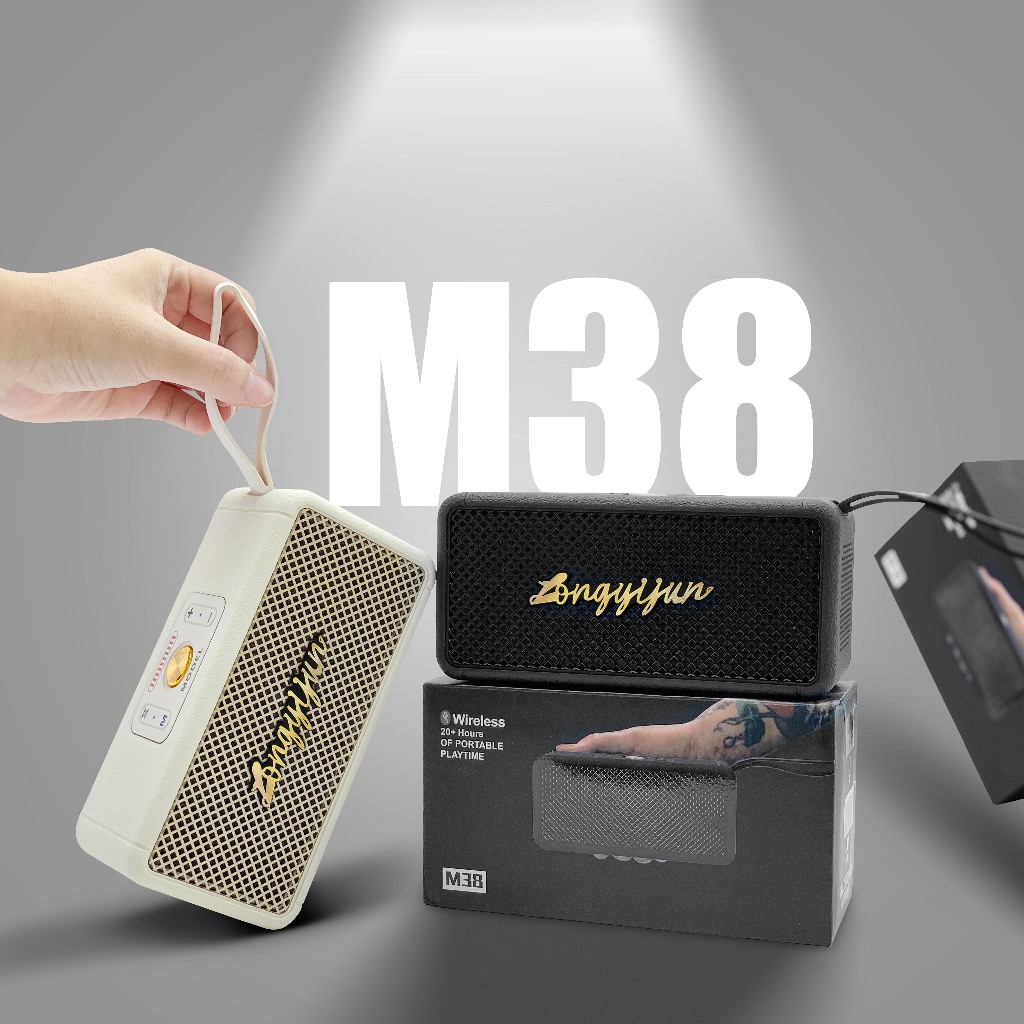 【ของแท้ 100%】ลำโพงบลูทูธ M38 รองรับ TF USB ดีไซน์สวย เบสแน่น มีหูหิ้ว 10W×2 ลำโพงคู่ Bluetooth speaker