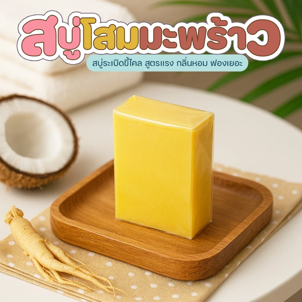 สบู่โสมมะพร้าว ขนาด 70–80 กรัม thumbnail 3