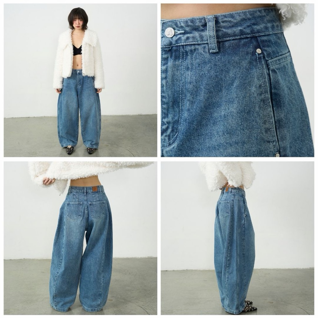 AMUSE BKK - Irene jeans กางเกงยีนส์ทรงบอลลูน รุ่นนี้ทรงขาใหญ่ สไตล์เทสๆ ผ้ายีนส์เนื้อหนา รูปที่ 4