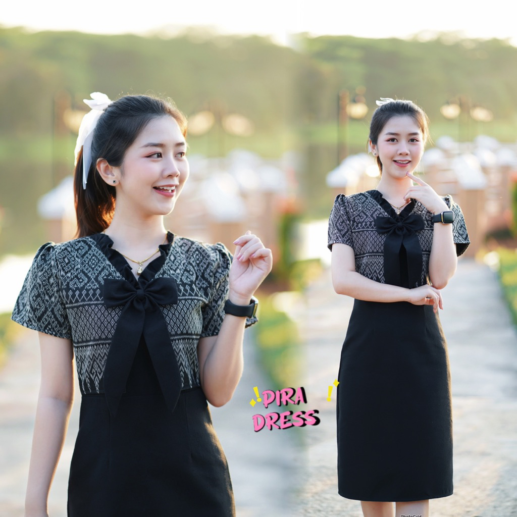 PIRA DRESS เดรสผ้าฝ้ายอัดกาวทั้งชุด แต่งกั๊ก งานน่ารัก