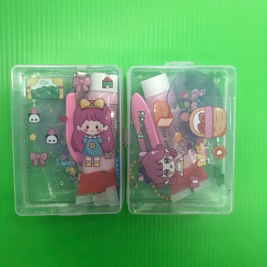 (ยกโหล 12 ชิ้น) No.1123 ดีไอวายกิ๊ฟติดผม ดีไอวายพวงกุญแจ ดีไอวาย 1 ชุดมีสติกเกอร์ กิ๊ฟ กาว และพวงกุญแจ สุ่มแบบแพ็คเกจ