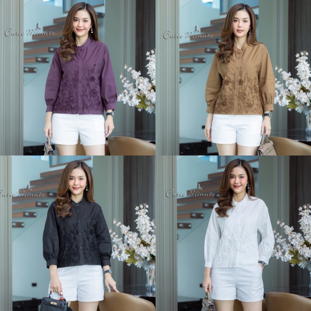 Cutie minute  รหัส CT3057 เสื้อCotton% เกรดพรีเมี่ยม งานปักดอกไม้สวยๆ – โปรปัง