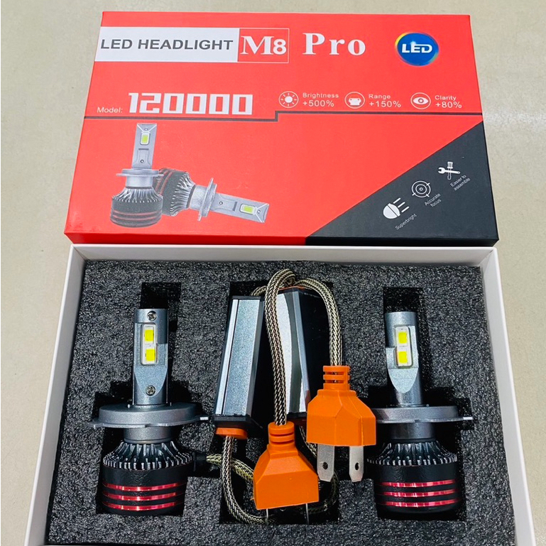 ไฟหน้ารถยนต์LED M8 proแสง6000kกำลังไฟ130wความสว่าง60000LMใช้ได้กับไฟ12-24v