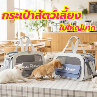 กระเป๋าเป้ใส่สัตว์เลี้ยง สำหรับเดินทาง มีตะข่ายระบายอากาศ ใบใหญ่มาก กระเป๋าแมว