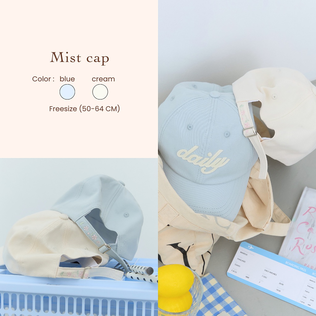 DAILYLOOK.SM --- Mist cap หมวกแก็ปปัก Daily โทนสีใส่ง่าย แมทช์ได้หลายลุค ดีเทลสายปรับระดับปักลายดอกไม้