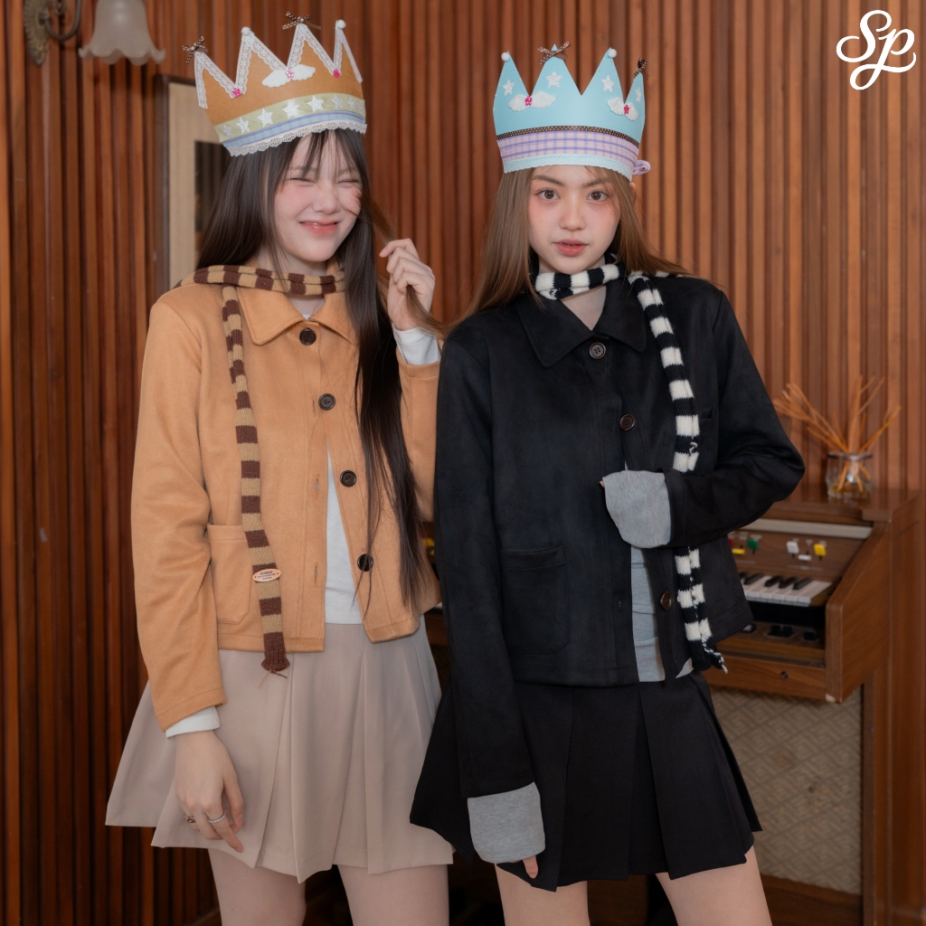 Teddy Jacket_SP103  เสื้อแจ็กเกตกำมะหยี่โอเวอร์ไซส์ ทรง Shacket ปกวินเทจ ใส่สบาย มีซับใน