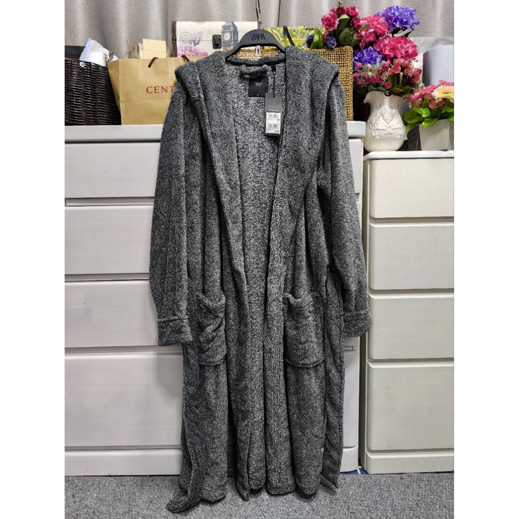 Next คาร์ดิแกน/เสื้อคลุมอาบน้ำขนนุ่ม สีเทา/ดำ