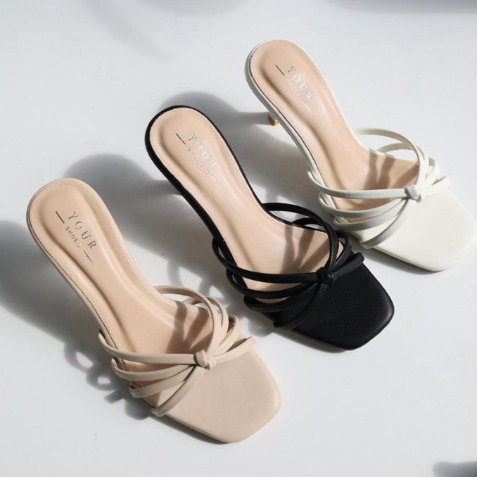 YOURSHOES B97 / รองเท้าส้นสูง 3นิ้ว รองเท้าผู้หญิง รองเท้าสวมส้นสูง