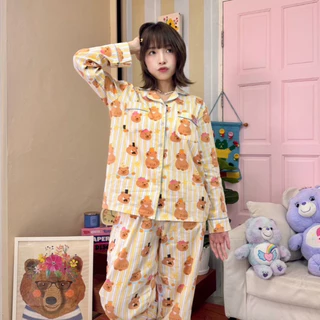 Capibara Family winter set แขนยาว ขายาว ชุดนอนโนบรา Call it a day