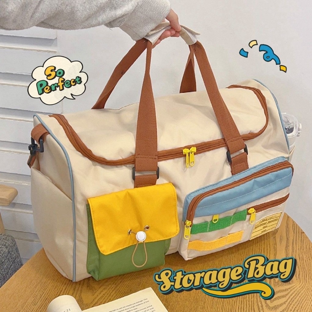 กระเป๋าเดินทางแฟชั่น กระเป๋าฟิตเนต สุภาพสตรี กันน้ำ ความจุขนาดใหญ่ นักเรียน travel bag