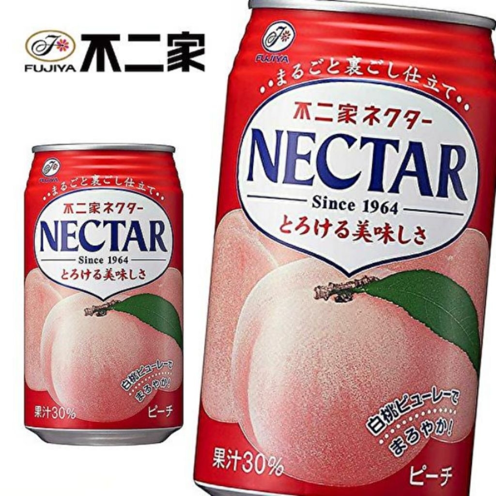 FUJIYA Nectar Peach กระป๋อง 350ml ฟูจิย่า เครื่องดื่มน้ำลูกพีช รสพีช น้ำพีช จากญี่ปุ่น (พีชกระป๋อง 220154)