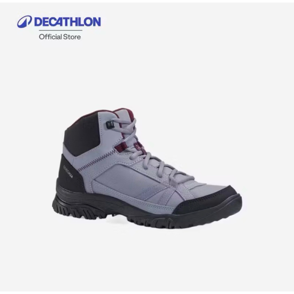 Decathlon Women’S Hiking Boots - Nh100 Mid รองเท้าหุ้มข้อผู้หญิงสำหรับใส่เดินป่า รุ่น Nh100 - Grey