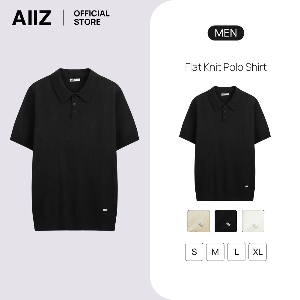 AIIZ เสื้อโปโลผู้ชายผ้าถักสีพื้น AIIZ Men's Flat Knit Polo Shirt