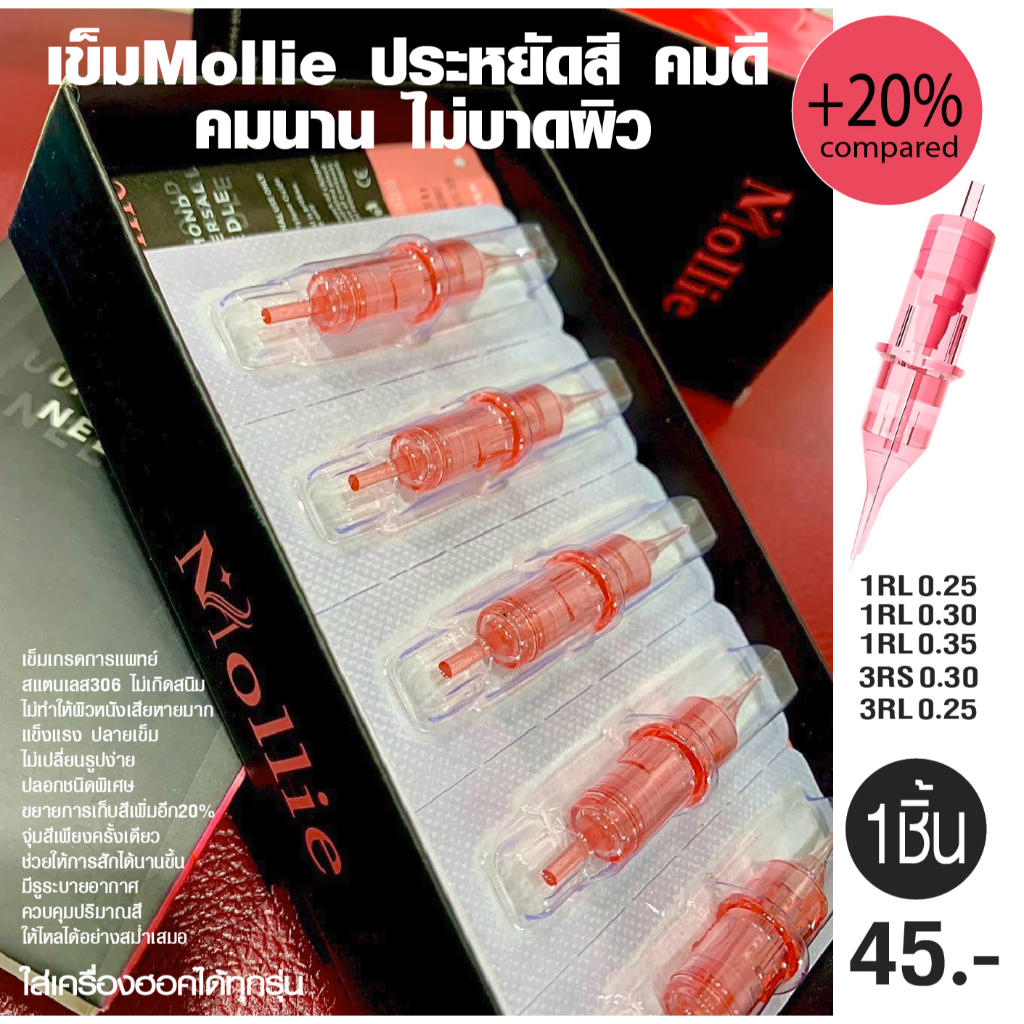 เข็มสักฮอคมอลลี่ Mollie Hawk +20% compared เข็มสักฮอค ประหยัดสี คมดี คมนาน สปริงนุ่ม จำหน่ายแบบชิ้น