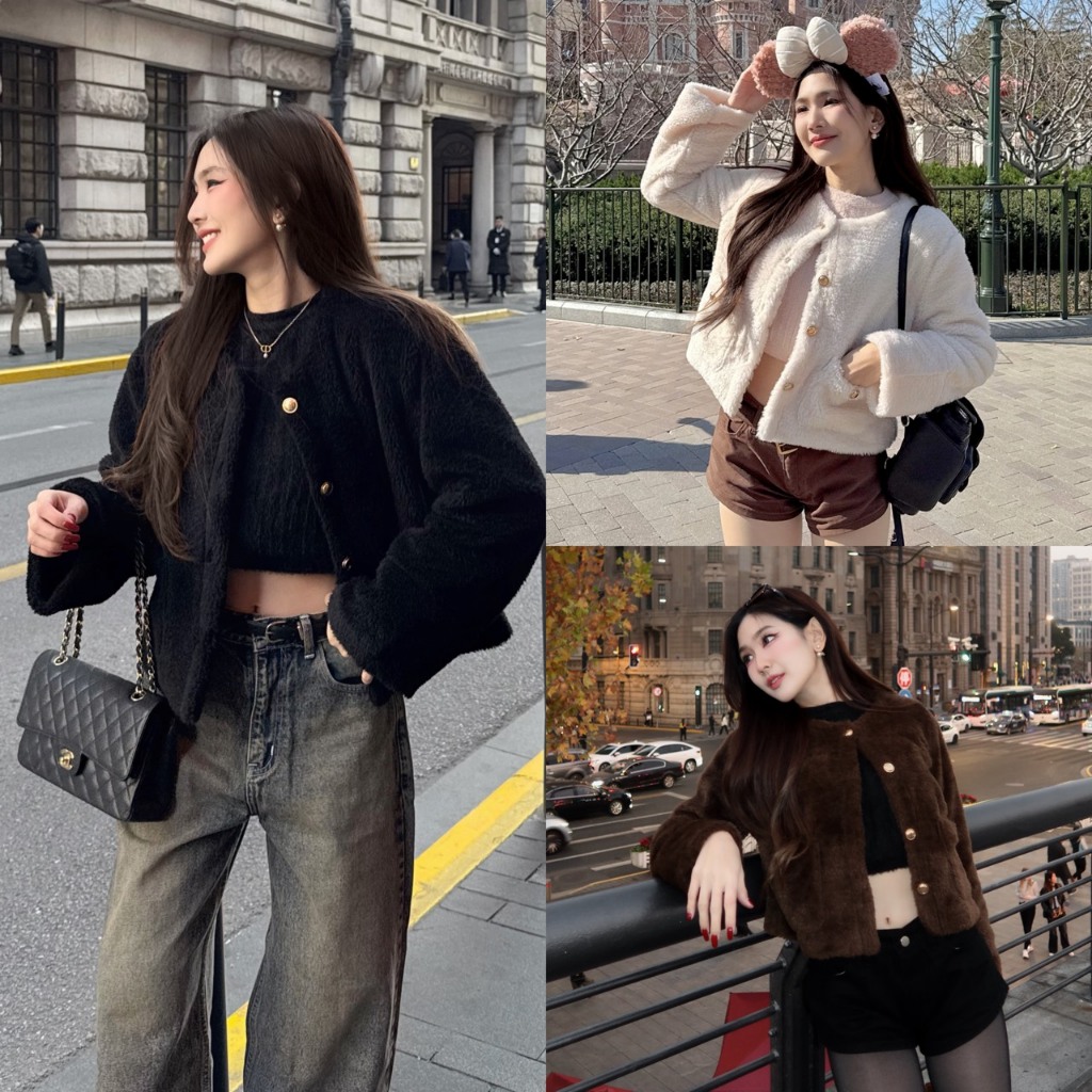 NICHARIS - เสื้อแจ็คเกตขนนุ่ม รุ่น Glamour Jacket