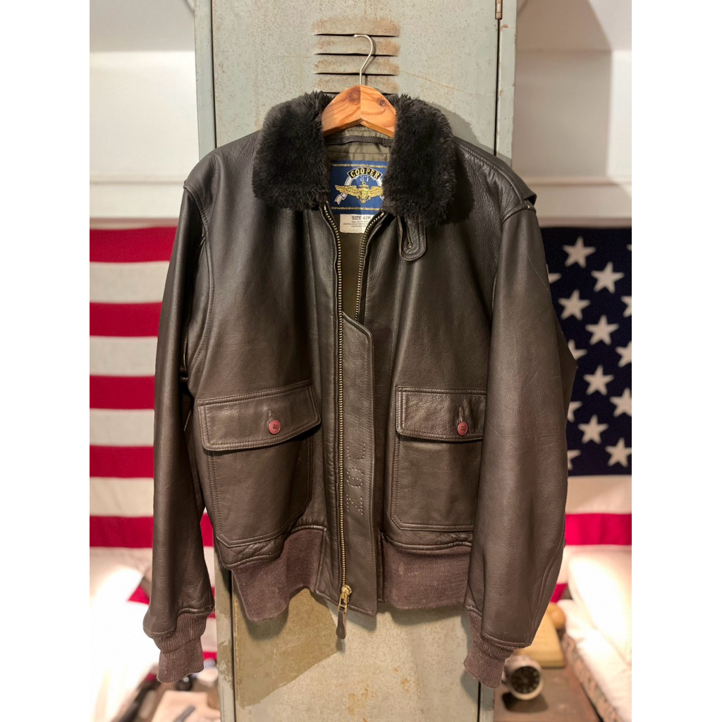 🧥🇺🇸เสื้อแจ็คเก็ตหนัง Cooper Type G-1 Flight Jacket — U.S. Navy Issue (Size 42R)