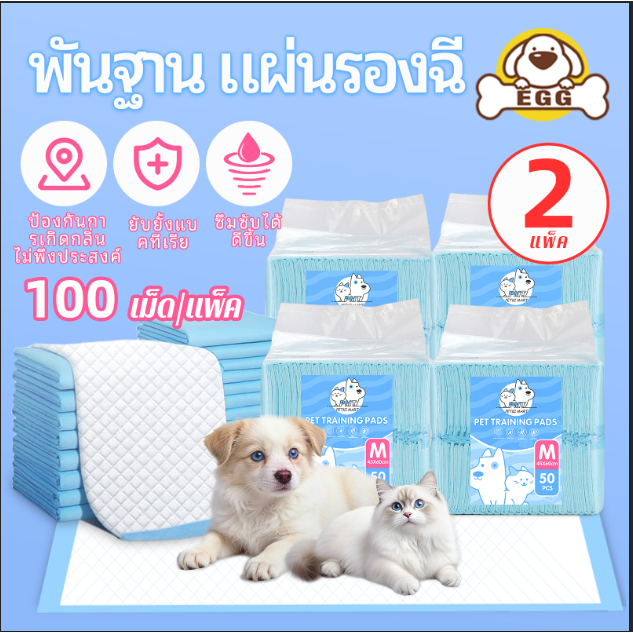 【2 แพ็ค】PMT แผ่นรองฉี่สุนัข ซึมซับไดีดี แผ่นรองฉี่ ผ้ารองฉี่สุนัข แผ่นรองฉี่แมว แผ่นรองซับ ป้องกันกลิ่นและต้านเชื้อแบคท
