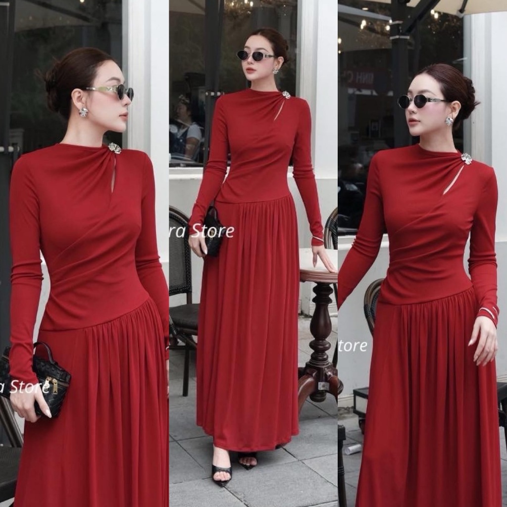 Tara Store เดรสสวยหรู แดงเย้ายวนใจ คริสต์มาส ใกล้มาแล้ว #G555