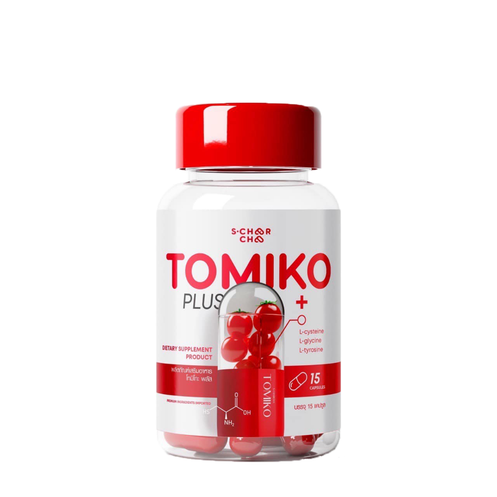 กลูต้าโทมิโกะ Tomiko gluta Plus โทมิโกะพลัส กลูต้ามะเขือเทศ 1กระปุก/15แคปซูล