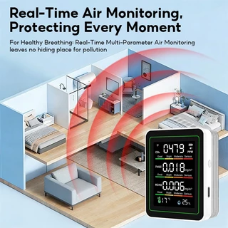 MeeGoo HCHO เครื่องตรวจจับ Tuya WiFi Air detector คุณภาพอากาศ CO2 HCHO TVOC ทดสอบอุณหภูมิ ความชื้น
