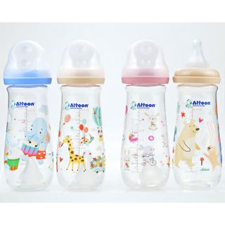 Attoon(แอทตูน) ขวดแพ็กคู่ 8 oz พร้อมจุกไม่ดูดไม่ไหล Anti-cho…