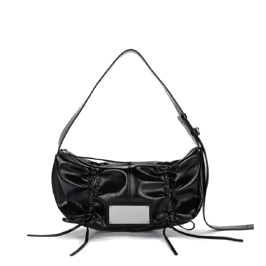 กระเป๋าหนังสีดำ Martin Kim Half Shirring Ribbon Round Bag ของแท้พร้อมส่ง