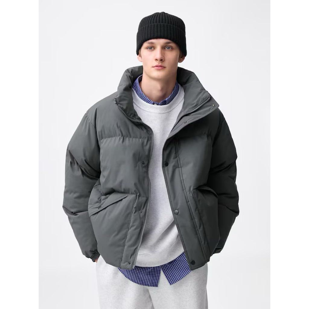 ‼️ร้านนี้ถูกที่สุด‼️GU HEAT PADDED JACKET ปกเป็นแบบสองชั้น หนาวหรือลมแรงก็ติดปิดอีกชั้น อุ่นคอสบายใจ