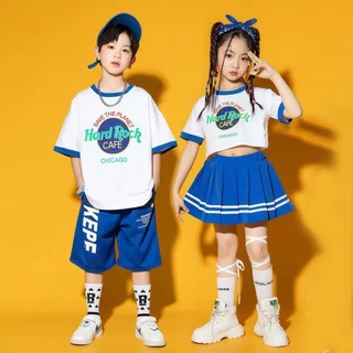 Beryl kids🌸ชุดการแสดงเด็ก🎀ชุดเด็กแฟชั่นสองชิ้น เชียร์ลีดเดอร์สำหรับเด็กชายและเด็กหญิง สไตล์เกาหลี เต้นฮิปฮอป เท่สุด