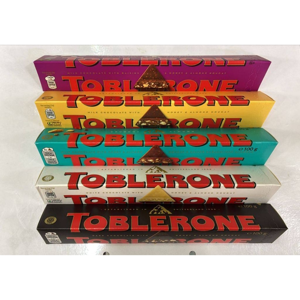 ช็อคโกแล็ตแท่ง TOBLERONE ทอปเบอโรน มี 5 สี ขนาด 100กรัม 🔥ส่งเร็ว🔥