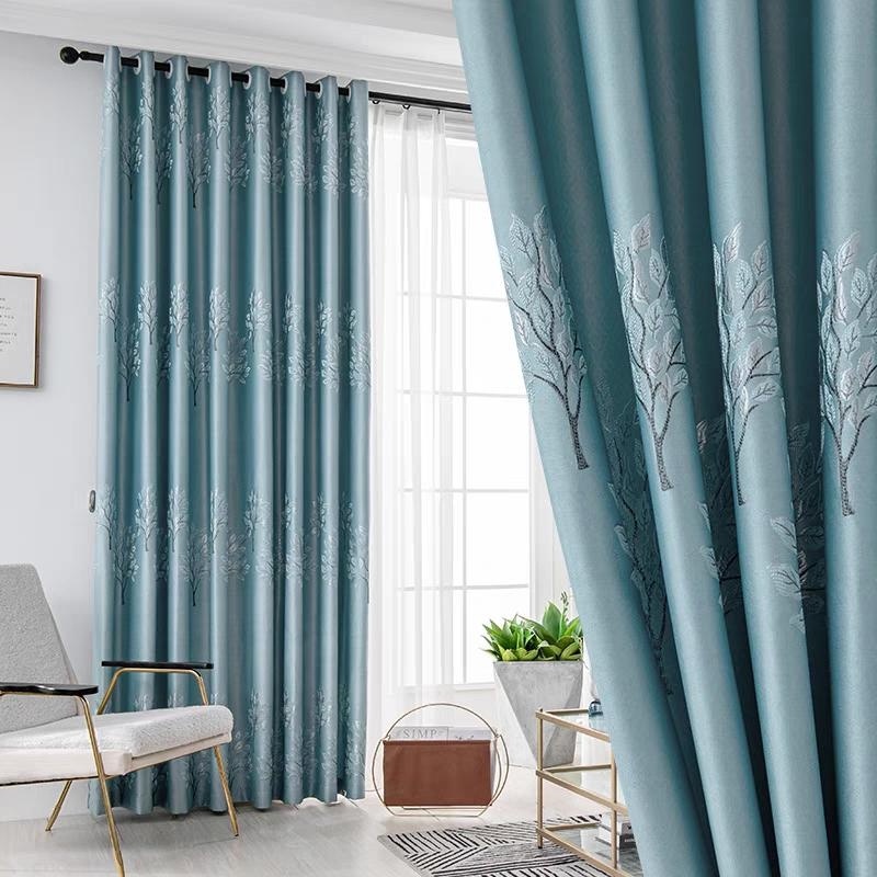 แนะนำ ผ้าม่าน ผ้าม่านห่วงตาไก่ กั้นห้อง กั้นแอร์ กันแดด ทึบแสง ปักลายต้นไม้ ม่านหน้าต่าง/ประตู มีหลายสี ราคาพิเศษ มีเก็บเงินปลายทาง