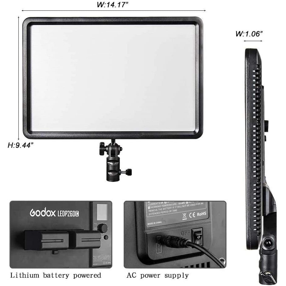 Godox LED P260C Bi-Color LED Video Light 30W ปรับอุณหภูมิสี 3300K-5600K รับประกัน 1 ปี