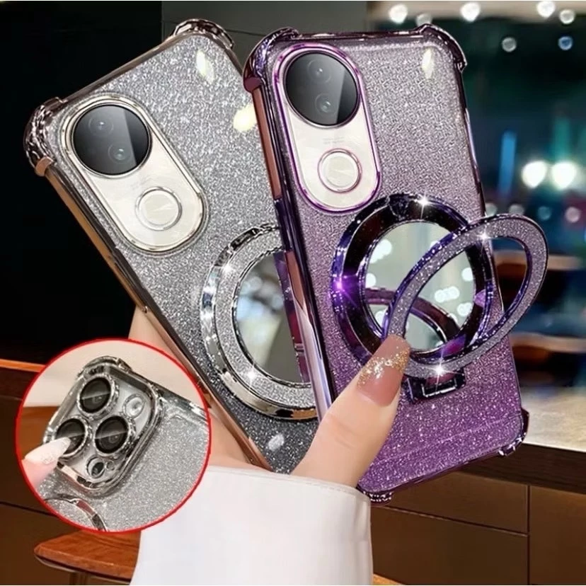 เคสแหวนเพชร ตั้งได้ สำหรับ VIVO V70 V40 V40PRO V60LITE V50 V60 V50LITE กระจก สวยหรู กากเพชร แหวนกระจก 2in1 กันกล้อง BB1