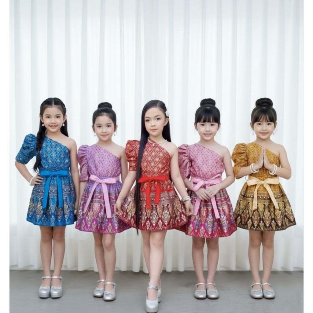 (รหัสPC)ส่งจากนครสวรรค์ ชุดไทยเด็กผู้หญิง ชุดไทยประยุกต์สมัยใหม่ ใส่ออกงานสายประกวดเรียบหรู น่ารัก