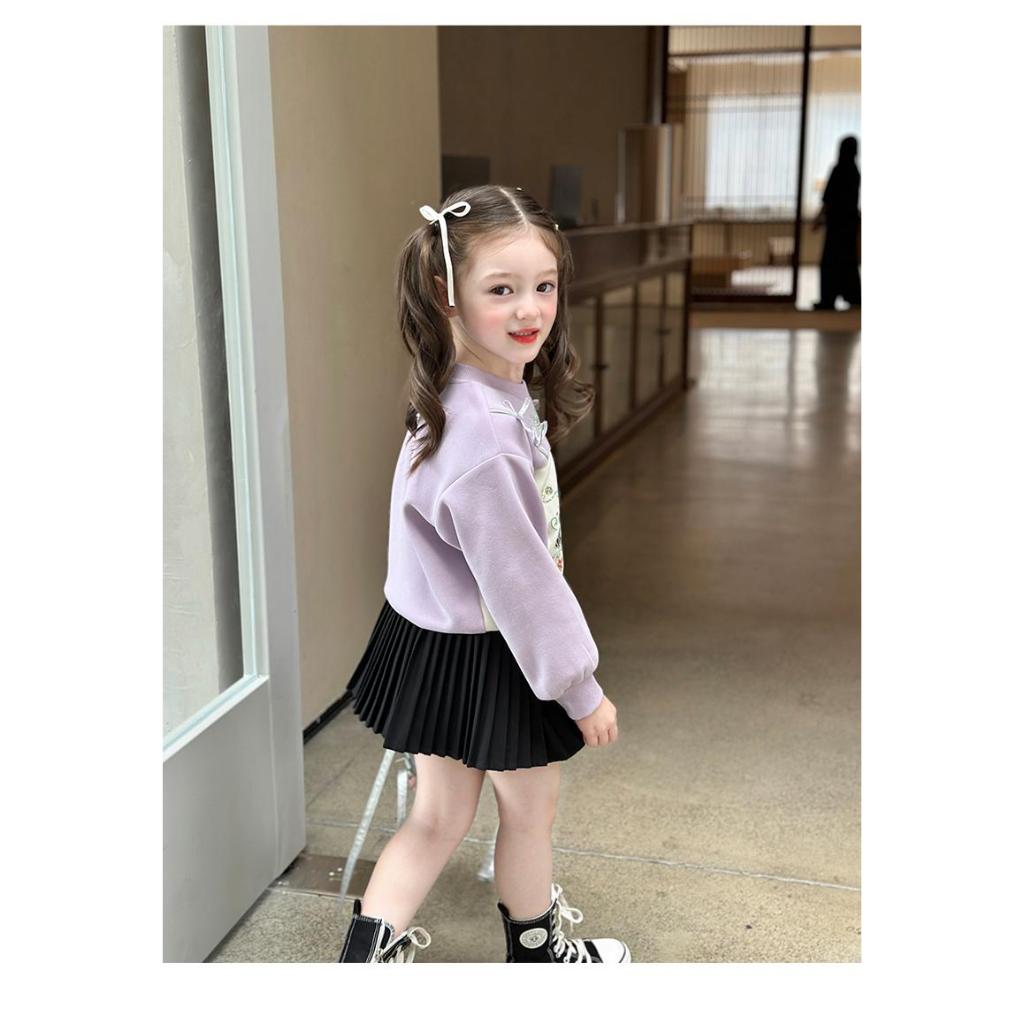 AY170 เซ็ตเสื้อกันหนาว+กระโปรงเด็กผู้หญิง ลายเงือกน้อย เสื้อผ้าเด็ก สีม่วงพาสเทล น่ารักมาก - รูปที่ 6