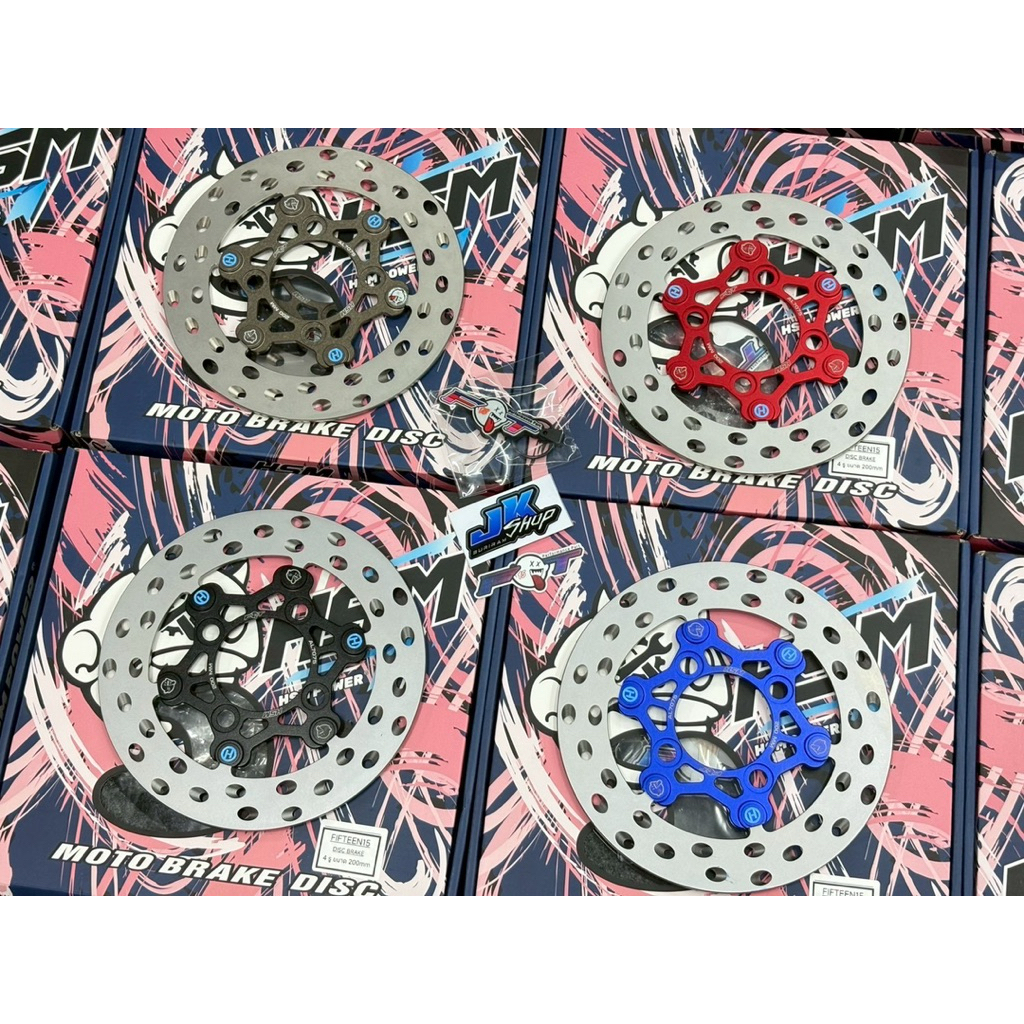 HSM จานดิสเบรค 200มิล  ใส่เวฟ110i125ledได้เลย จานไม่มีหมดรูเฉียงระบายความร้อนสูง ไส้ในAL7075  สำหรับรถมอเตอร์ไซค์