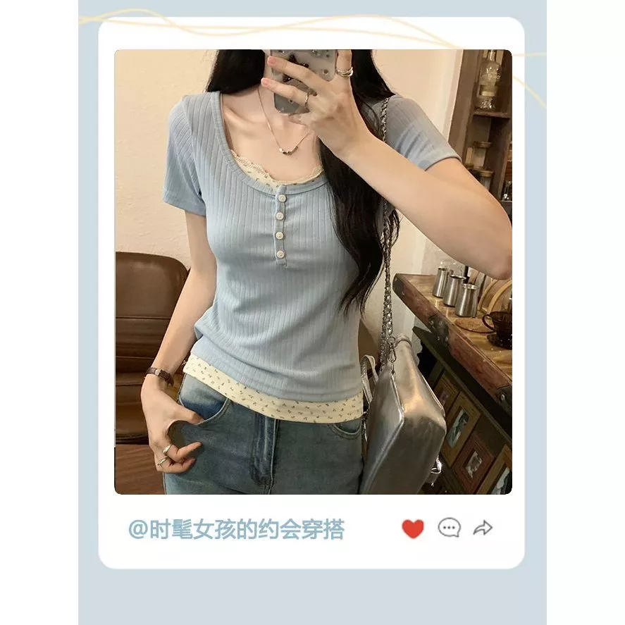 ชุดเสื้อแขนสั้นสองชิ้นลายพิมพ์ดอกไม้ thumbnail 9