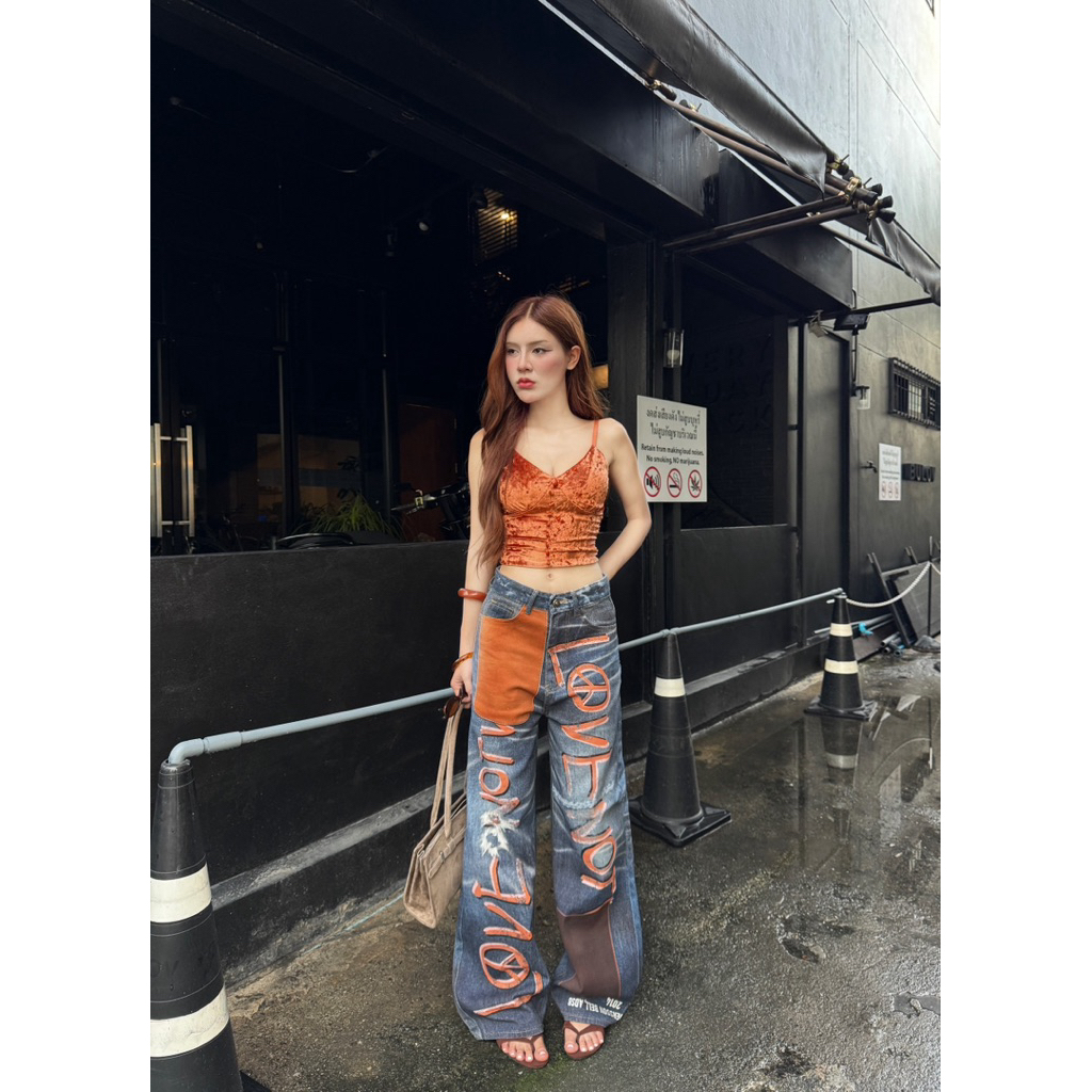 BUT8206 กางเกงยีนส์ทรงกระบอก งานพิมพ์ลาย3Dฟอกสีสวยมาก งานไฮเอน