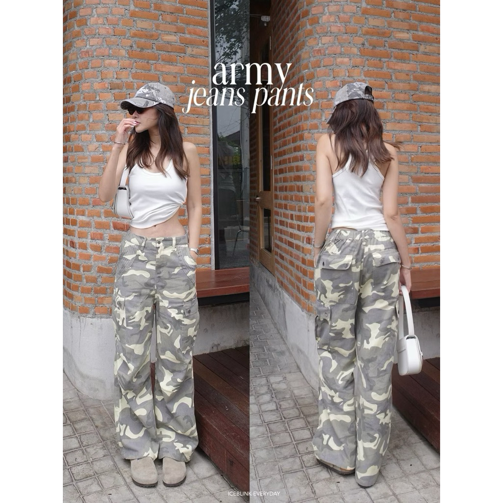 ส่งต่อ ICEBLINK l army jeans กางเกงยีนส์ลายทหารทรงคาร์โก้