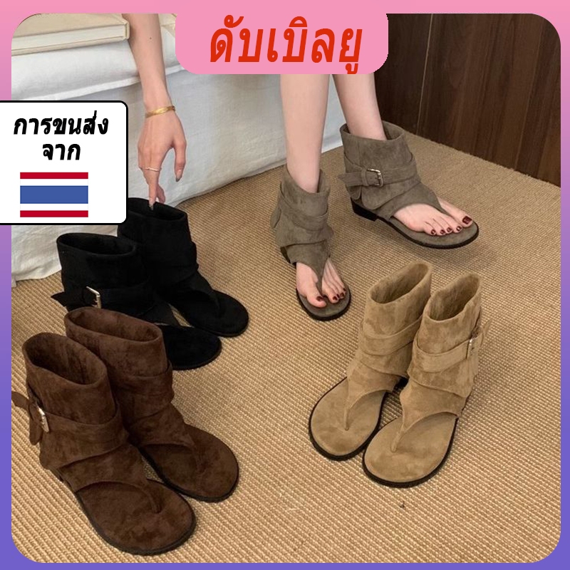 รองเท้าแตะหนังนิ่มสไตล์ย้อนยุคสำหรับผู้หญิง รุ่นใหม่ฤดูร้อน แฟชั่นสวมใส่สบาย เหมาะสำหรับใช้งานกลางแจ้ง ดีไซน์คลาสสิก รอง