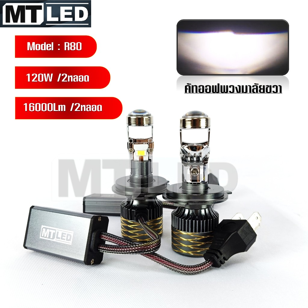 หลอดไฟหน้ารถยนต์ LED Mini Projector MTled ขั้ว H4 H1 H7 9005/HB3 9006/HB4 ชิป3570 แสงขาว6000K สว่างค