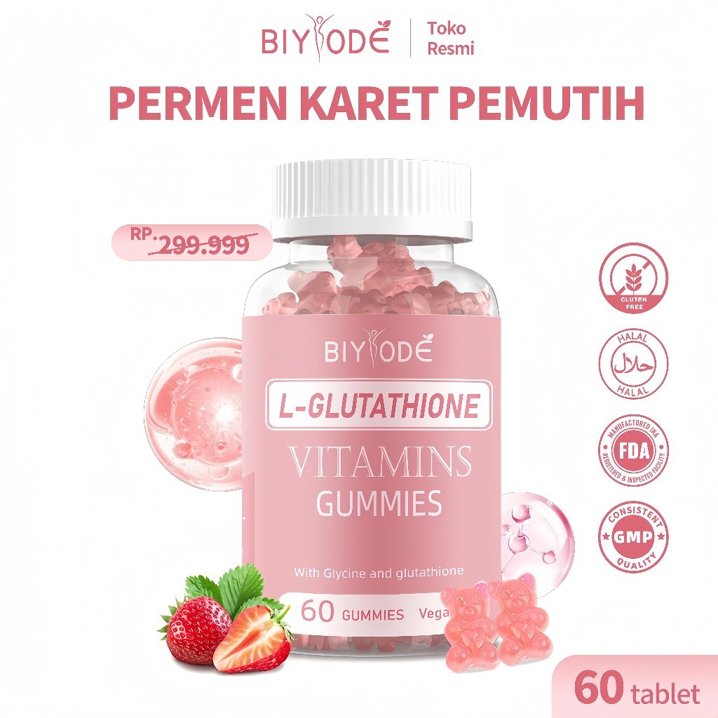 BIYODE 24H L-glutathione Gummies/SKIN Whitening/Anti-Aging/Collagen Biotin Vitamin C ไวท์เทนนิ่ง