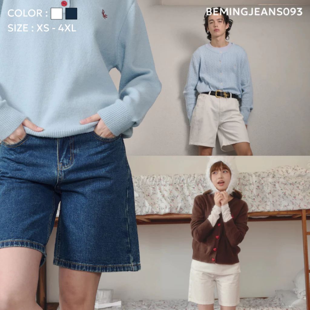 Bemingjeans093(XS-4XL)-BMG SharpCut Jeans Shorts — กางเกงยีนส์ขาสั้น 3 ส่วน เนื้อผ้ายีนส์นุ่ม ใส่สบาย แมตช์ง่ายทุกลุค