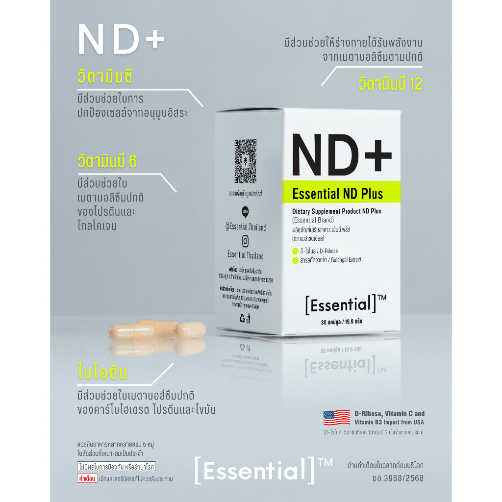 [แพคคู่] Essential ND+ อาหารเสริมเพื่อสุขภาพแบบองค์รวม 2 กล่อง