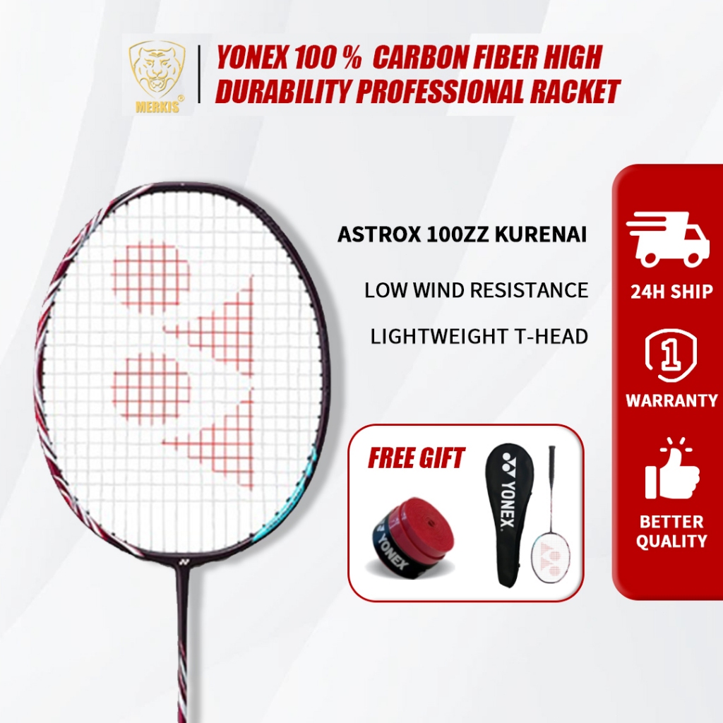 ASTROX 100 ZZ Kurenai ไม้แบดมินตัน สายรัดฟรี กระเป๋า ยาว 678MM+3MM คาร์บอนไฟเบอร์เต็มรูปแบบ แข็งแรงท