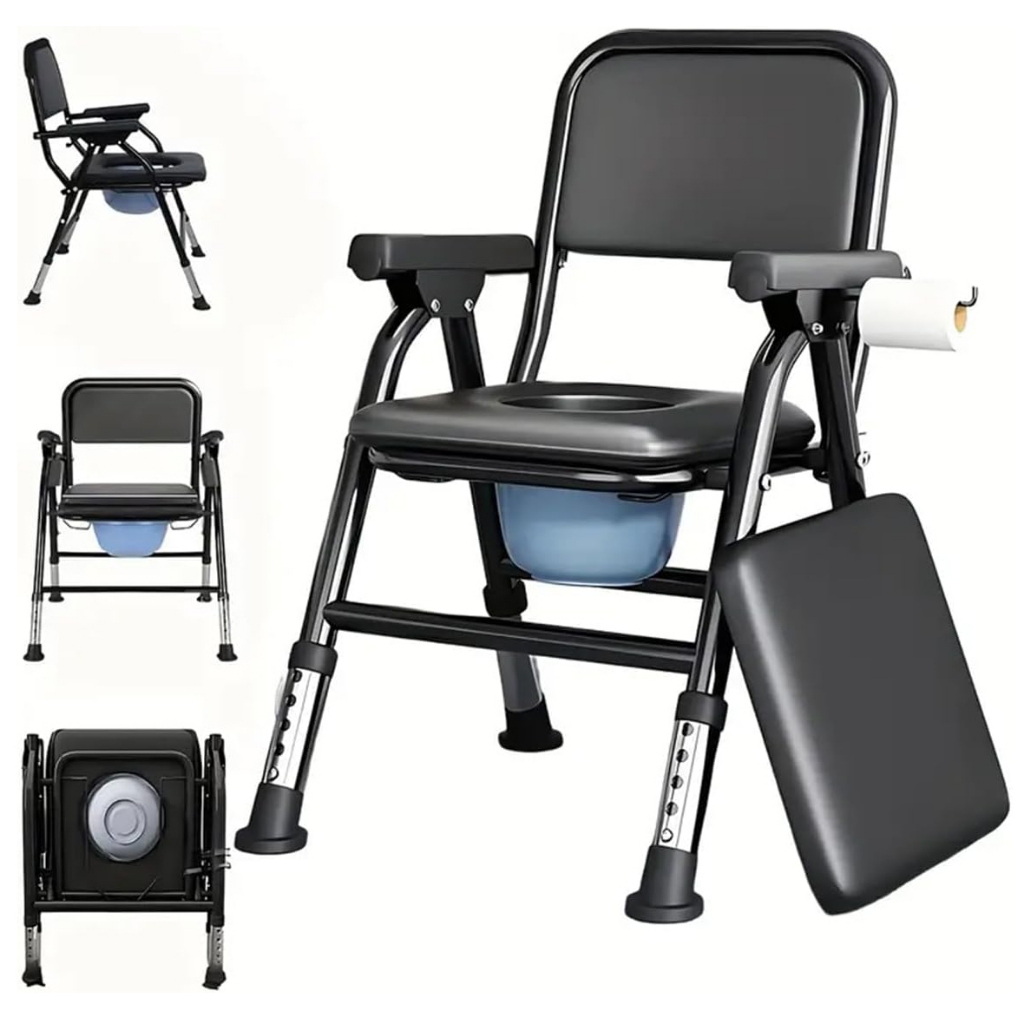 เก้าอี้นั่งถ่ายแบบพกพา และพับได้ แข็งแรง ปรับระดับได้ เหมาะสำหรับผู้สูงอายุ หญิงตั้งครรภ์และผู้พิการ - รูปที่ 5