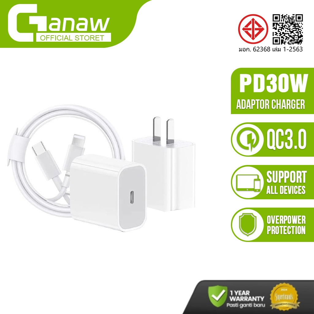 PD 30W Fast Charger สายชาร์จ Type C【หัวชาร์จเร็ว+สายชาร์จเร็ว】 (Power Adapter)รองรับ สายชาร์จไอโฟน