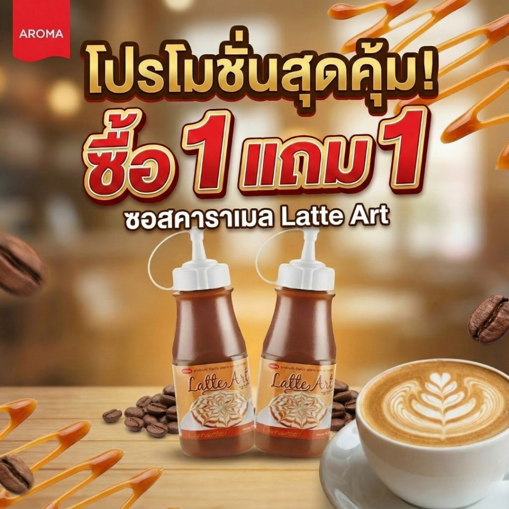 Aroma Latte Art Topping (ขวดบรรจุ 350 ml.)