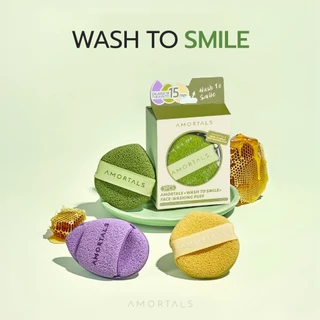AMORTALS - Wash To Smile Face-Washing Puff(3 pc) (20g.) อามอร์ทัลส์ พัฟล้างหน้า รุ่นสมาย์ยิ้ม รุ่น3ชิ้น